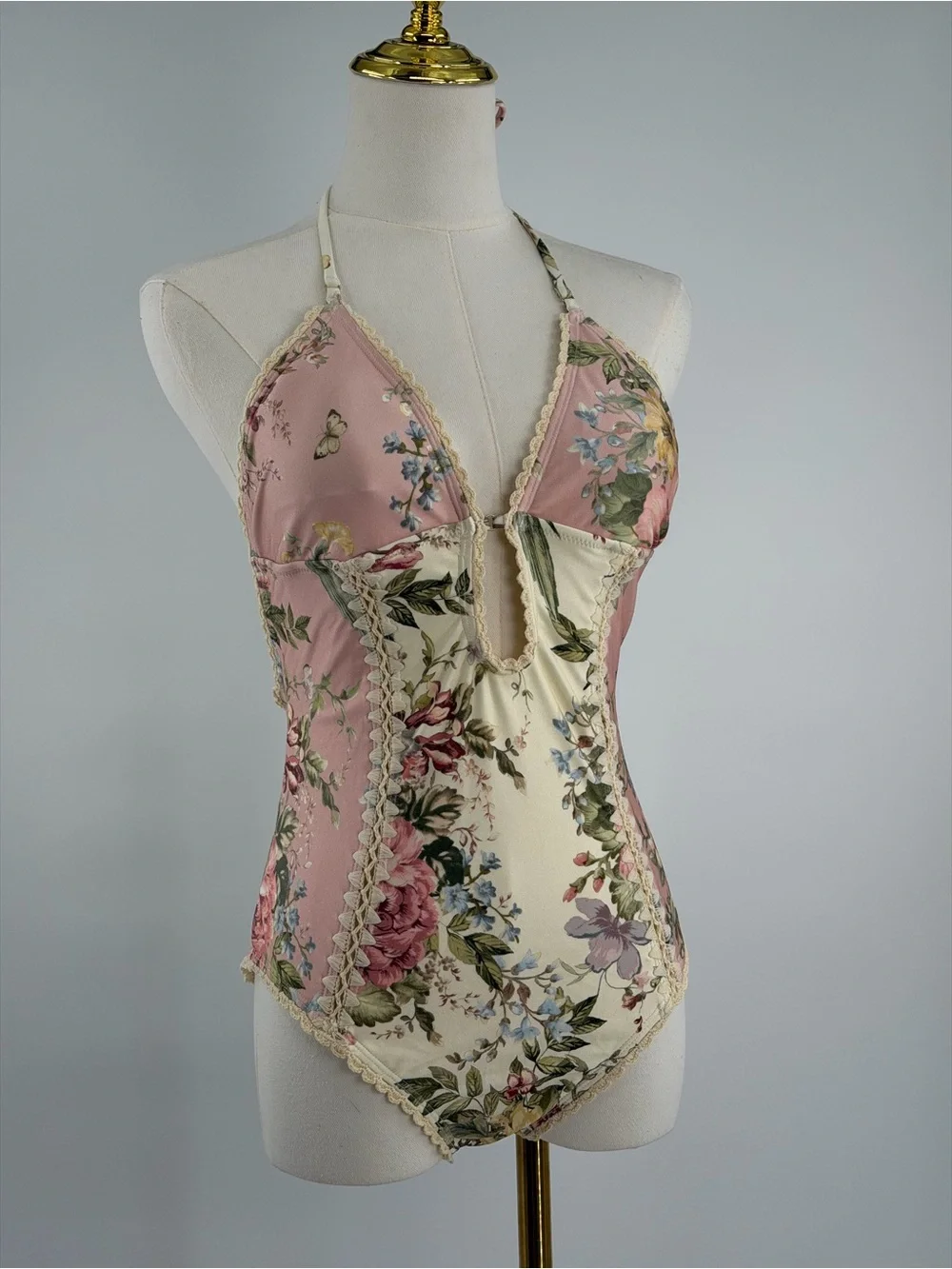 🆕 ZIMMERMANN 🧿 NWT Waverly Keyhole Crochet One Piece Swimsuit, Pink - Sz 2 US8